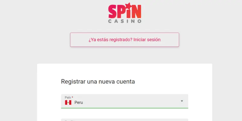 como registrarse en Spin Casino